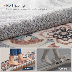 Area Rug, Non-Slip Carpet, Traditional Vintage Style, Machine Washable, Bedroom Kitchen Living Room