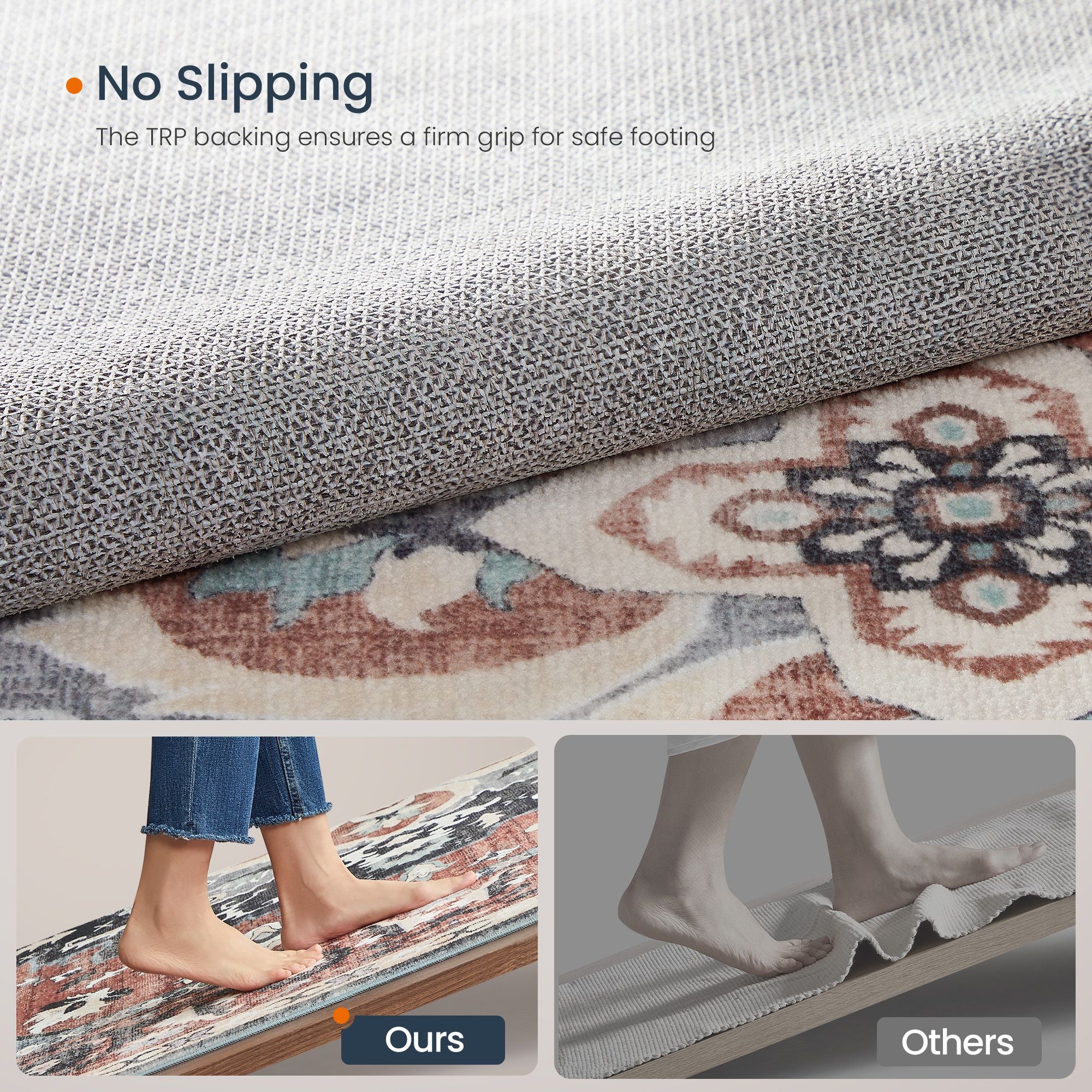 Area Rug, Non-Slip Carpet, Traditional Vintage Style, Machine Washable, Bedroom Kitchen Living Room