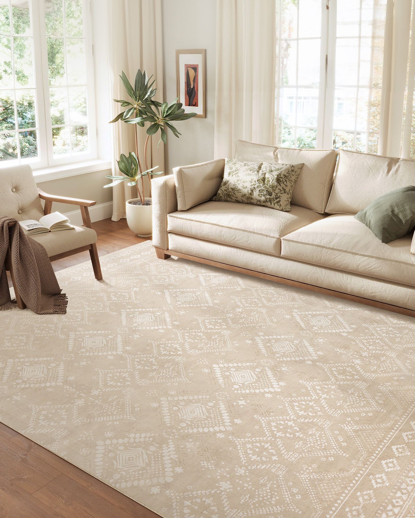 Area Rug, 8x10 ft Rug for Bedroom, Non-Slip Carpet, Home Decor, for Living Room, Machine Washable