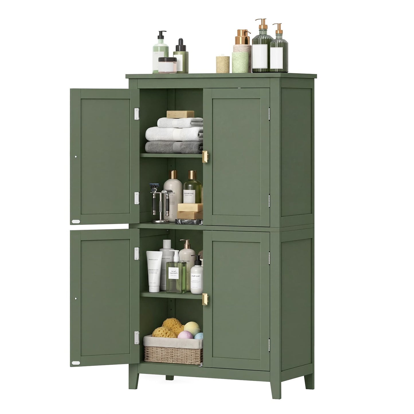 Freestanding storage cabinet with adjustable shelves for bathroom - image 26