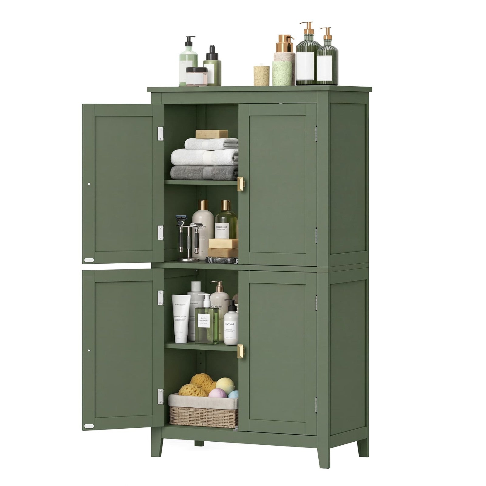 Freestanding storage cabinet with adjustable shelves for bathroom - image 26