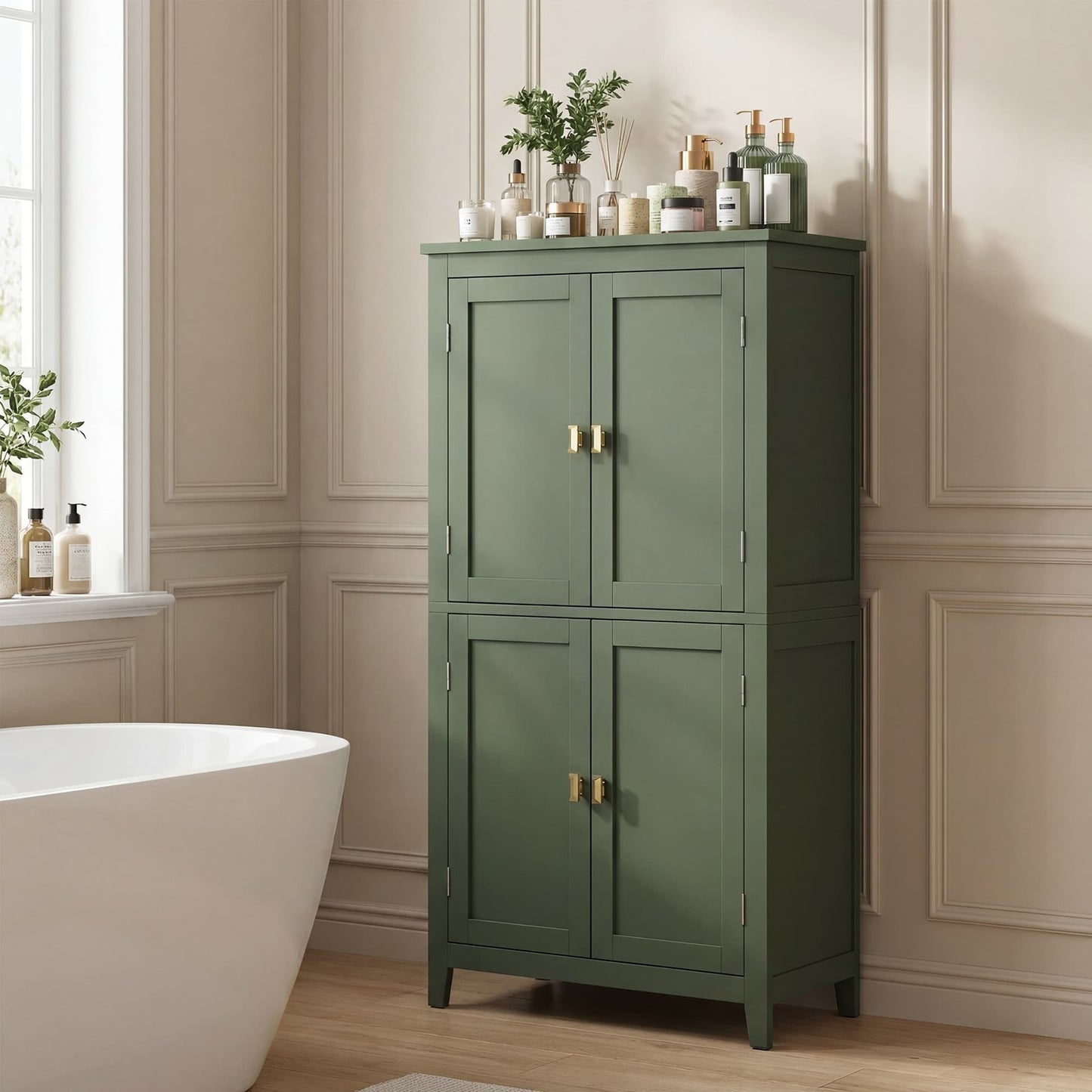 Freestanding storage cabinet with adjustable shelves for bathroom - image 28