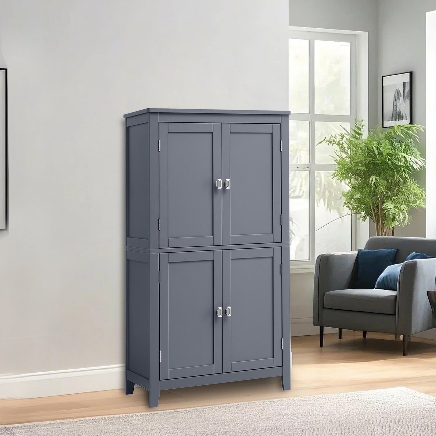 Freestanding storage cabinet with adjustable shelves for bathroom - image 33