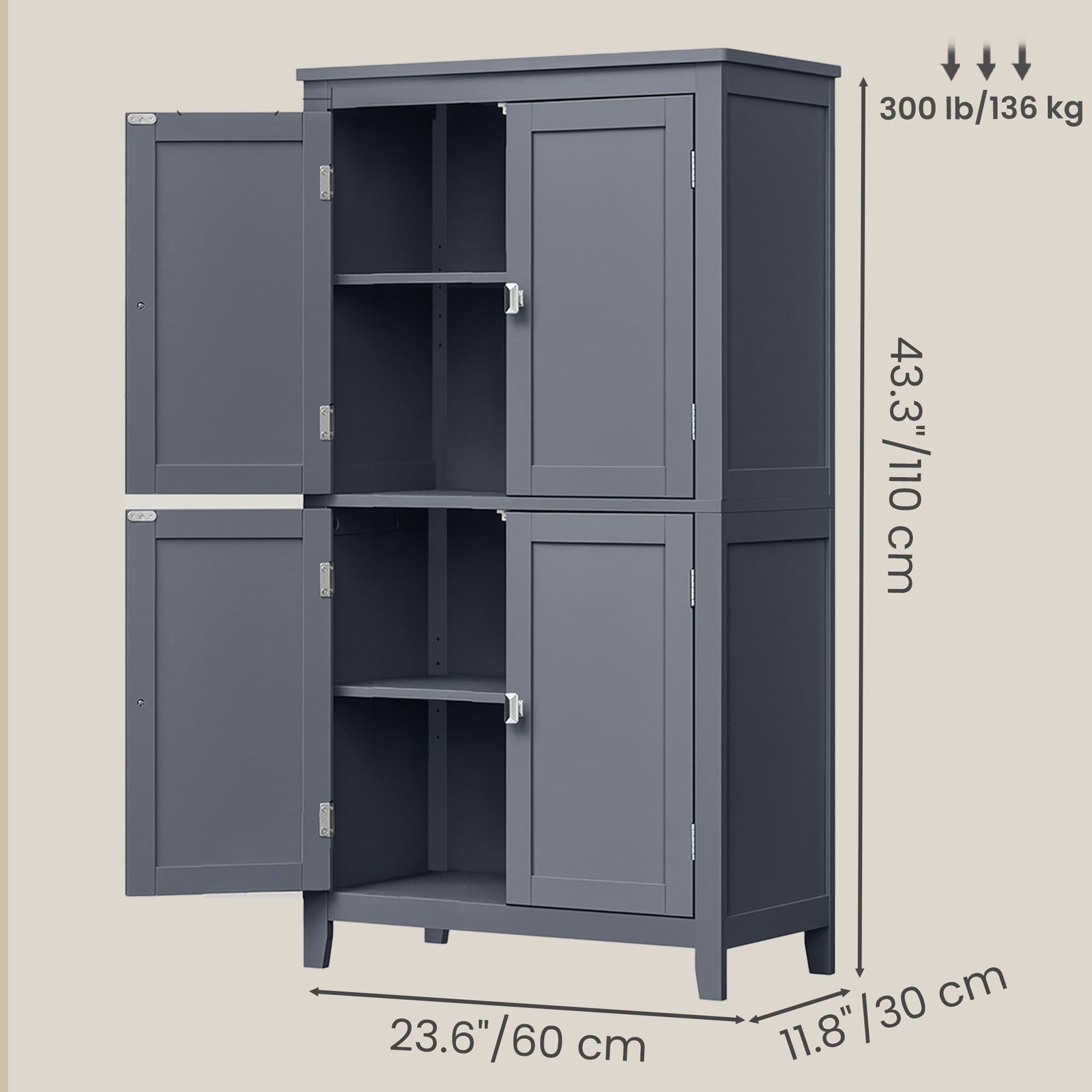 Freestanding storage cabinet with adjustable shelves for bathroom - image 35