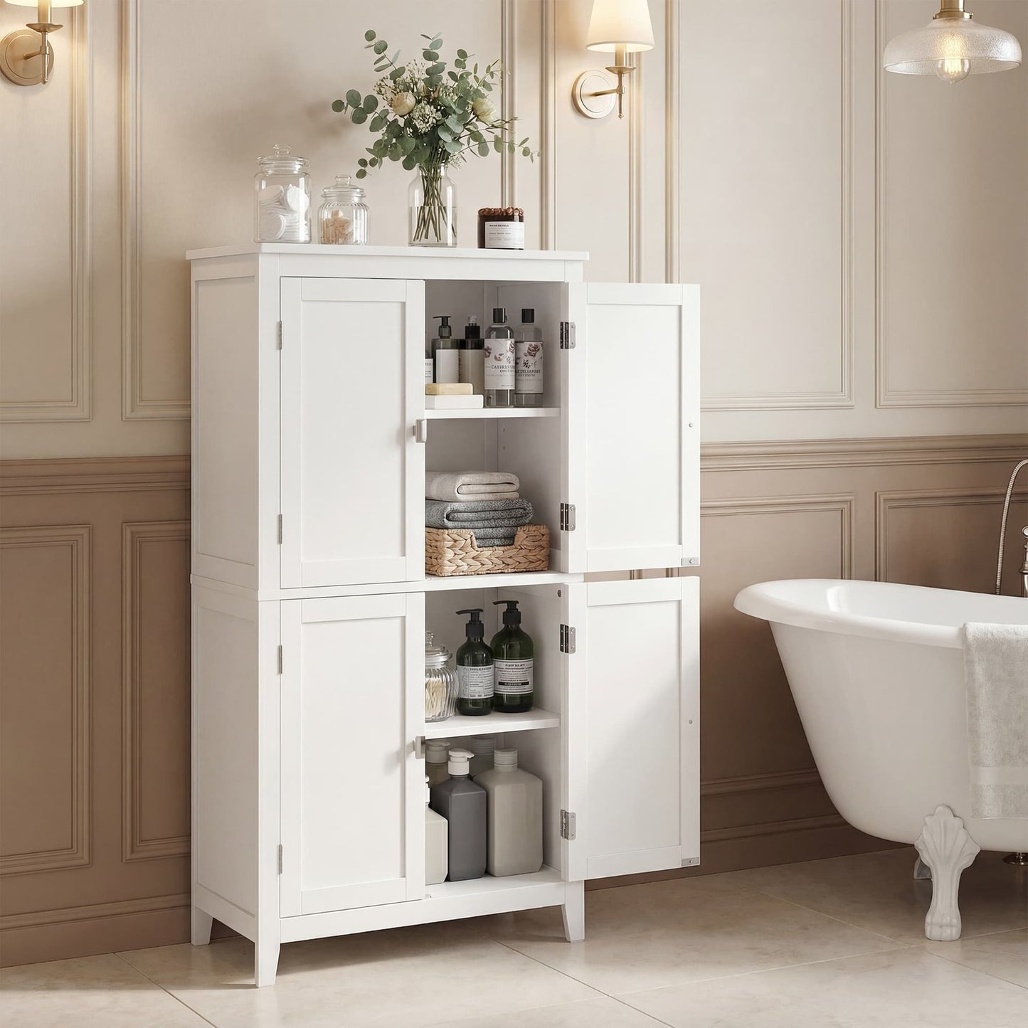 Freestanding storage cabinet with adjustable shelves for bathroom - image 20