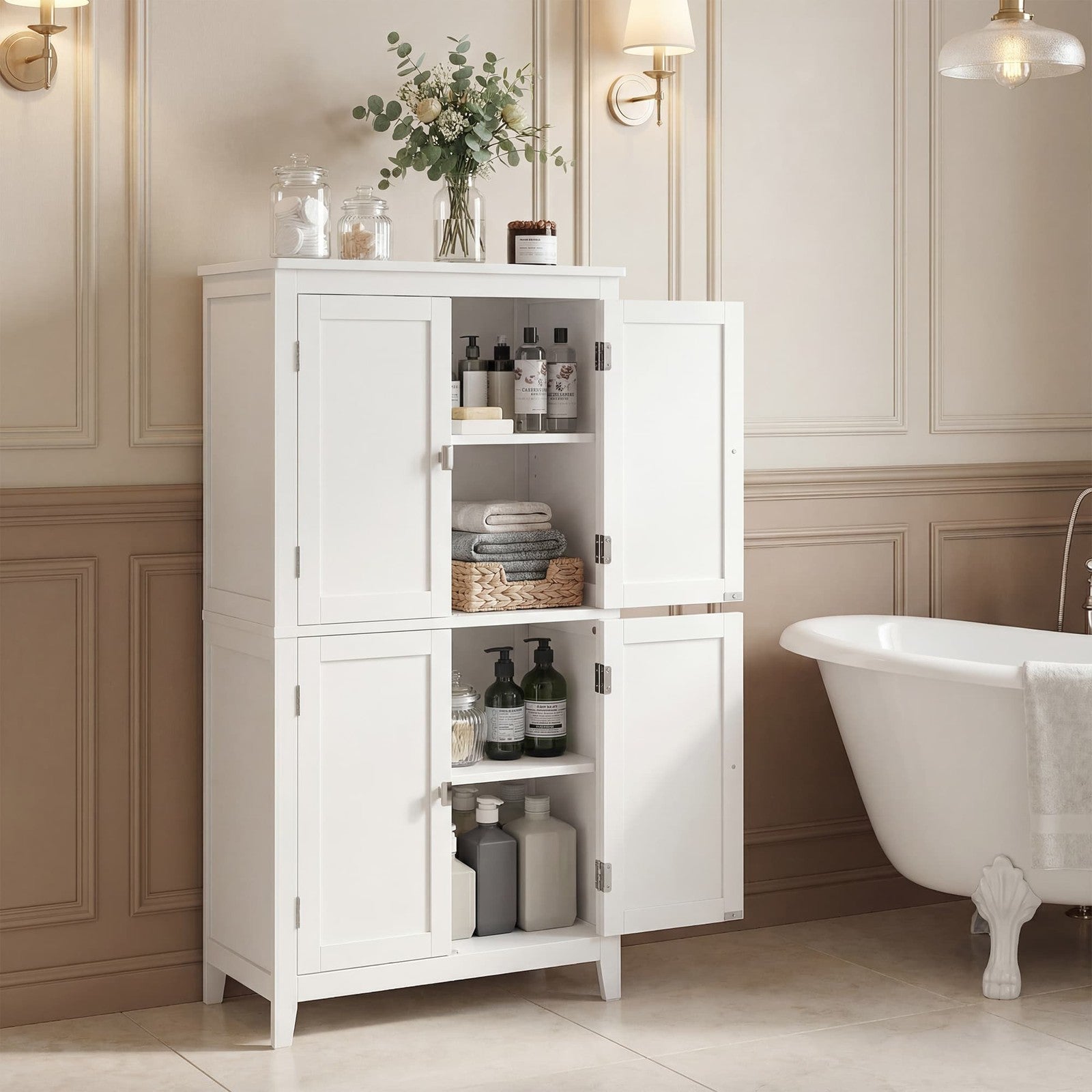 Freestanding storage cabinet with adjustable shelves for bathroom - image 20