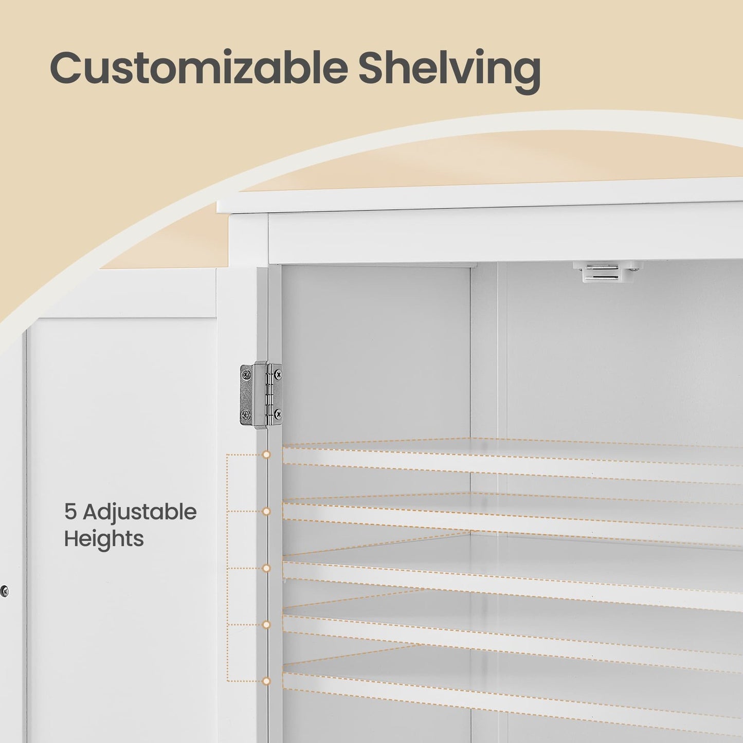 Freestanding storage cabinet with adjustable shelves for bathroom - image 22