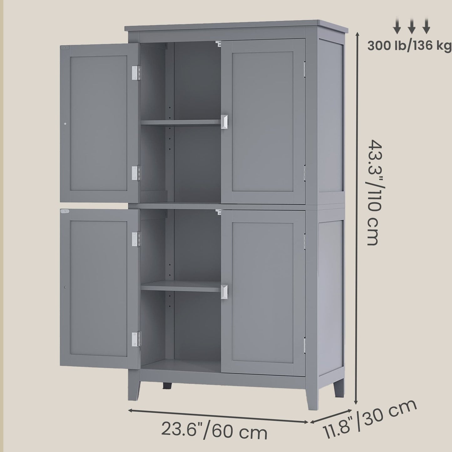 Freestanding storage cabinet with adjustable shelves for bathroom - image 11
