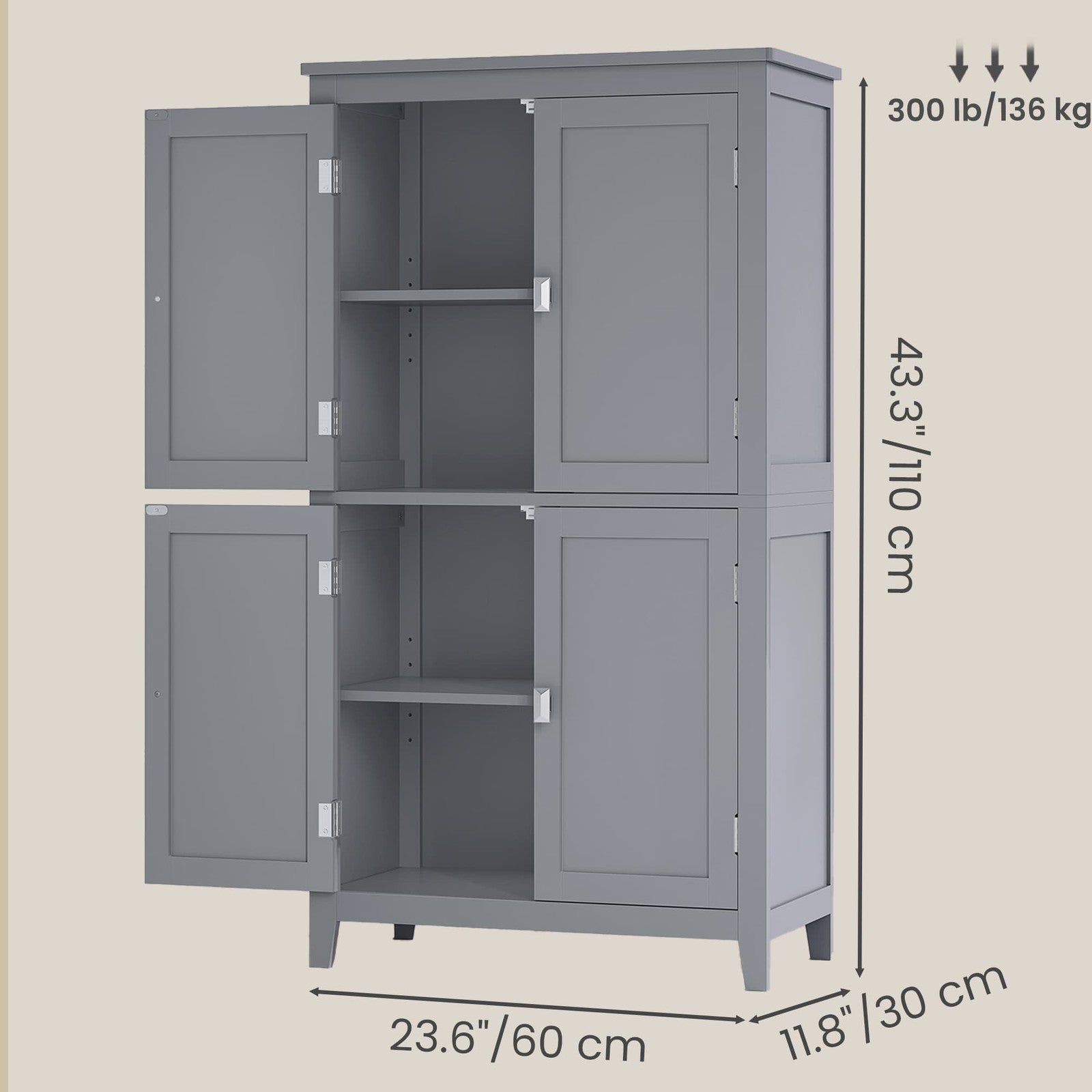 Freestanding storage cabinet with adjustable shelves for bathroom - image 11