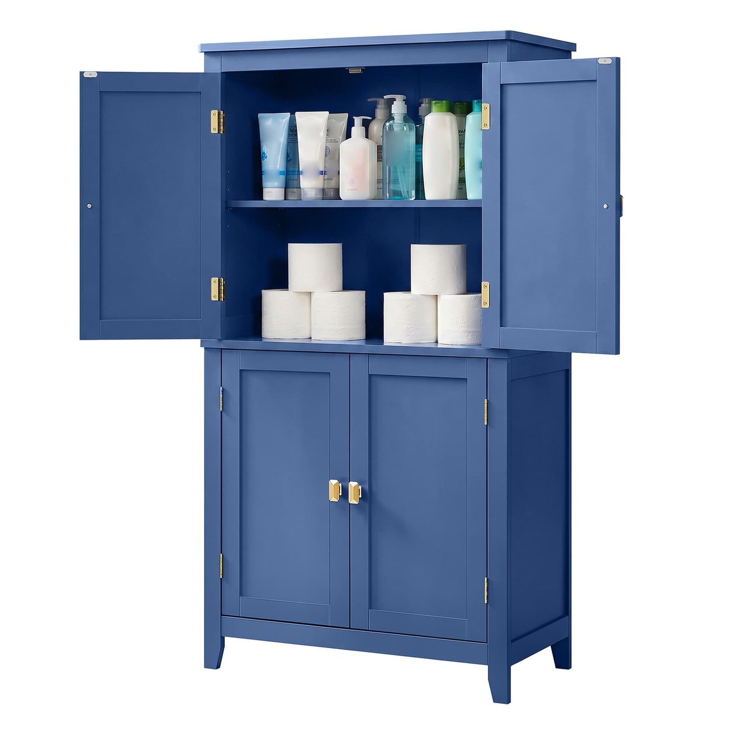 Freestanding storage cabinet with adjustable shelves for bathroom - image 2