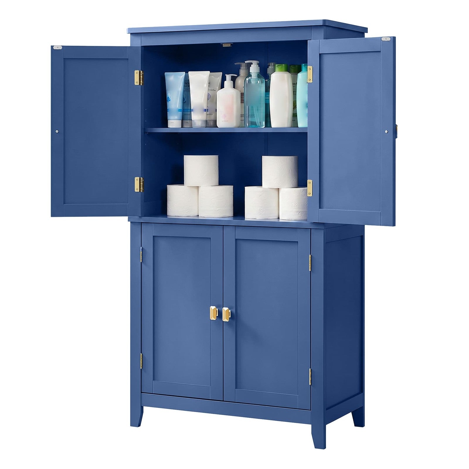 Freestanding storage cabinet with adjustable shelves for bathroom - image 2
