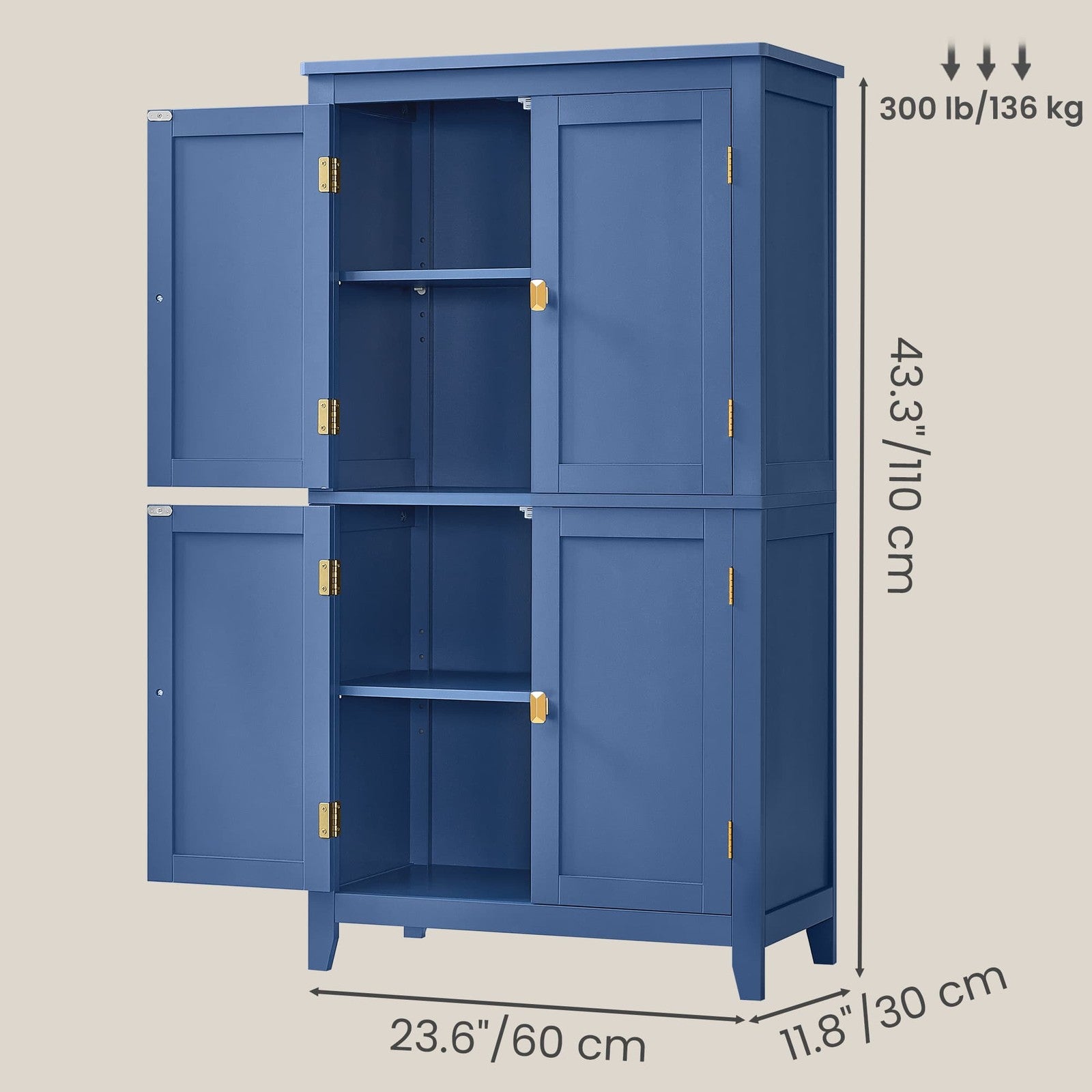 Freestanding storage cabinet with adjustable shelves for bathroom - image 3