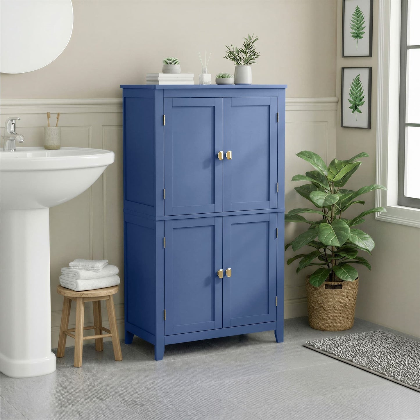Freestanding storage cabinet with adjustable shelves for bathroom - image 5