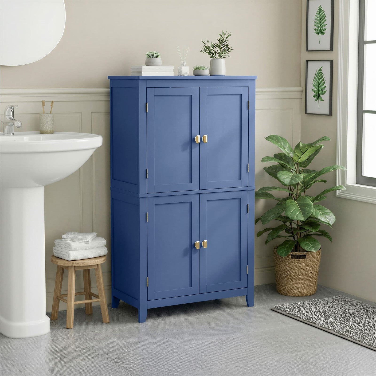 Freestanding storage cabinet with adjustable shelves for bathroom - image 5