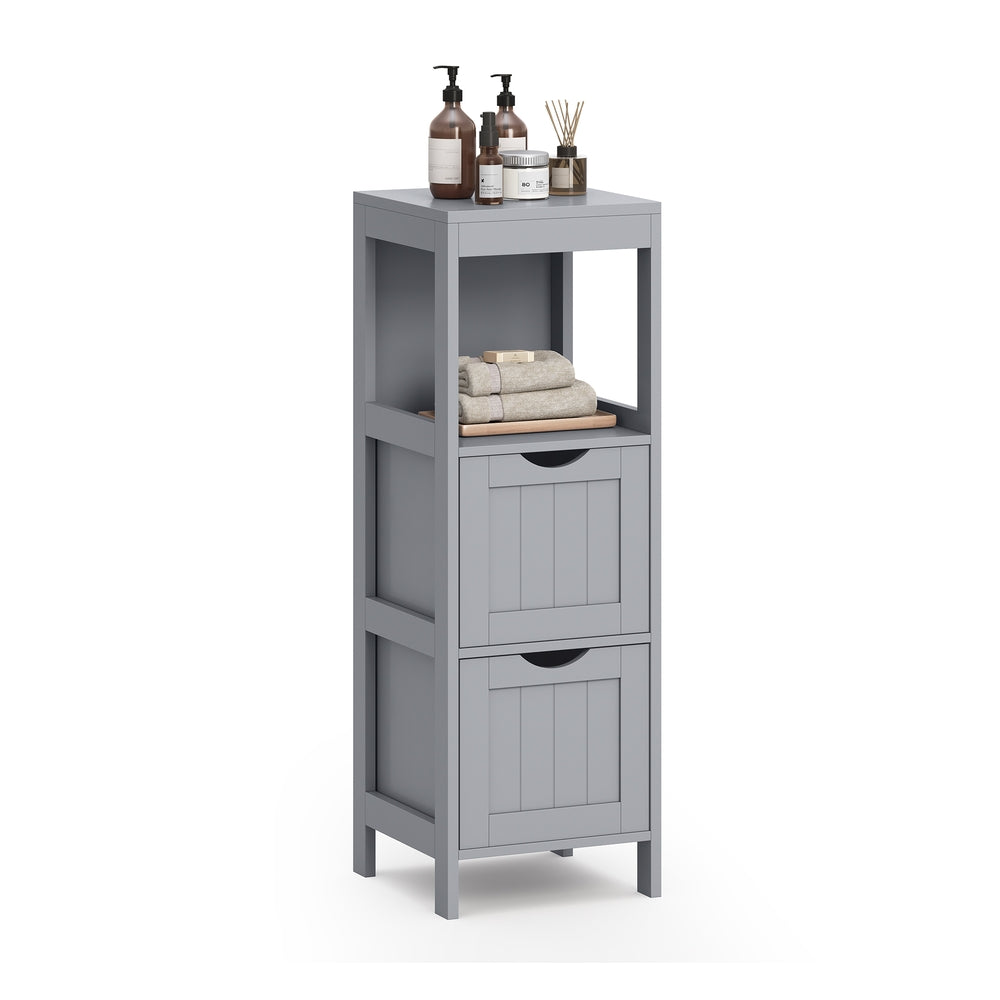 Bathroom Floor Cabinet, Bathroom Storage Organizer Rack Stand, 2 Drawers, Gray — Dove Grey