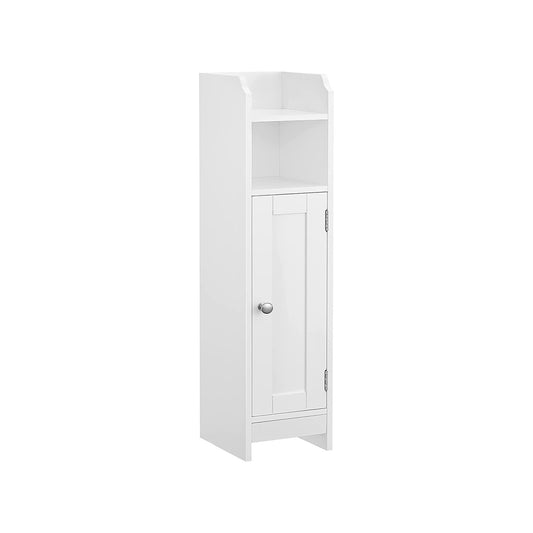 Small Bathroom Storage Corner Floor Cabinet with Doors and Shelves, Toilet Paper Holder Stand, Bathroom Storage Organizer, Narrow Bathroom Towel Toilet Paper Storage Cabinet, White