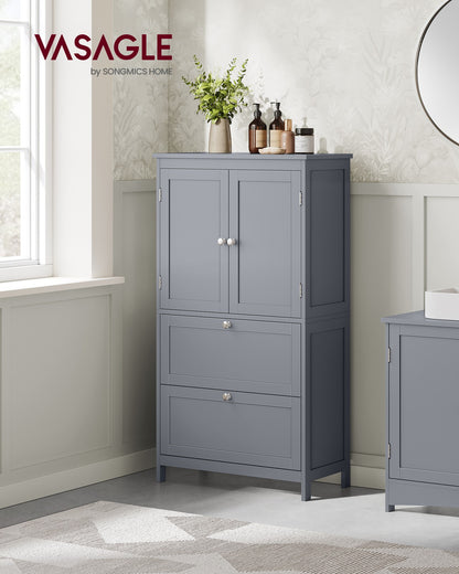 Bathroom Floor Storage Cabinet with 2 Drawers and 2 Doors