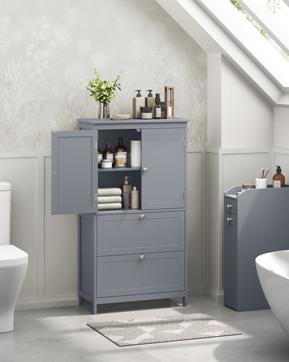 Bathroom Floor Storage Cabinet with 2 Drawers and 2 Doors