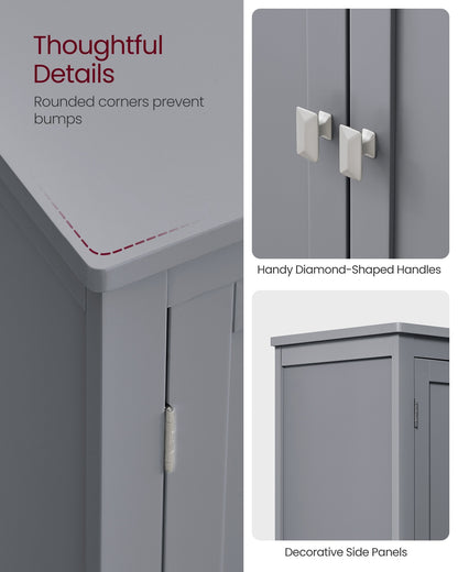 Bathroom Floor Storage Cabinet with 4 Doors