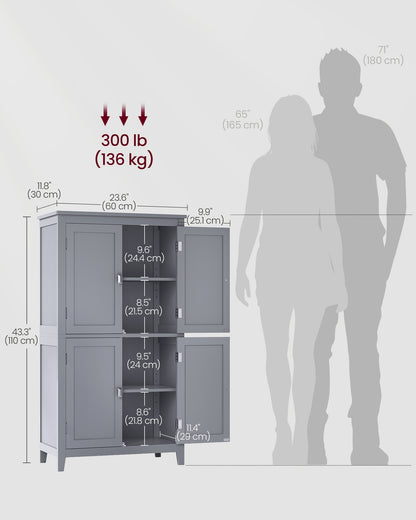 Bathroom Floor Storage Cabinet with 4 Doors