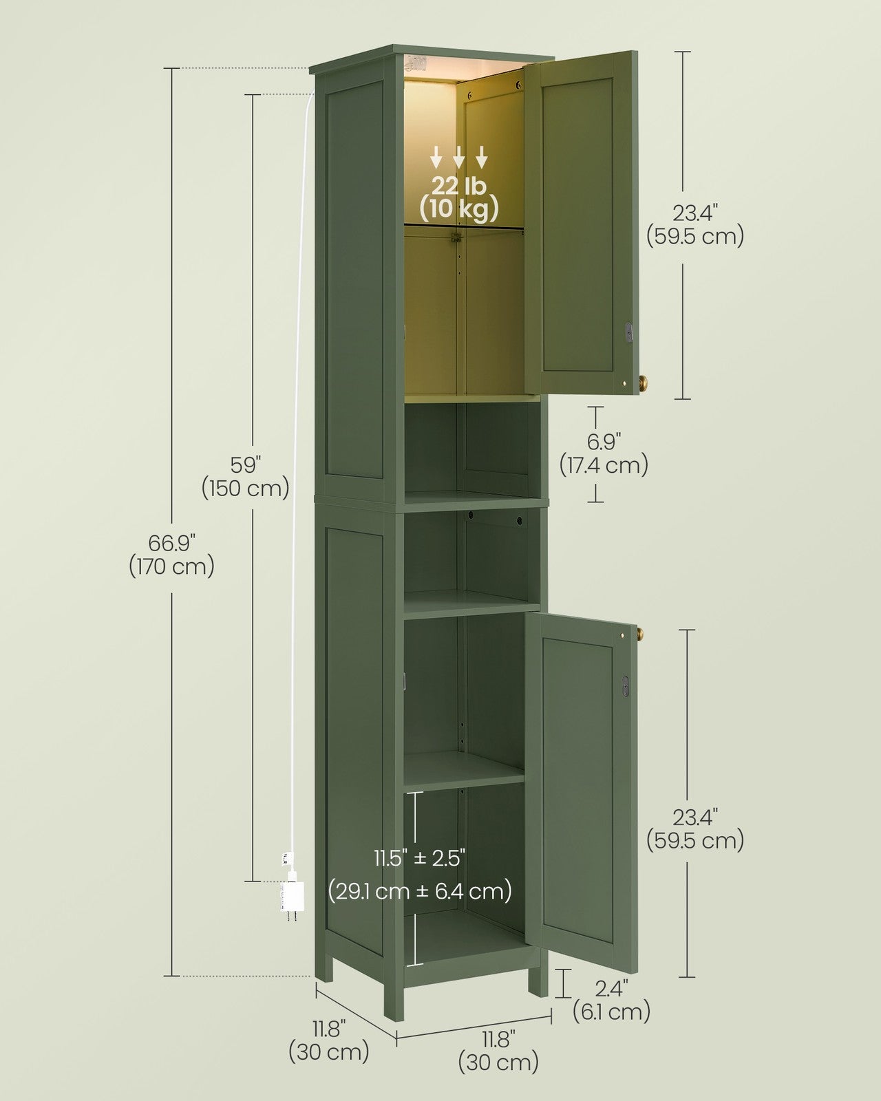 Tall Bathroom Cabinet with Lights - image 5