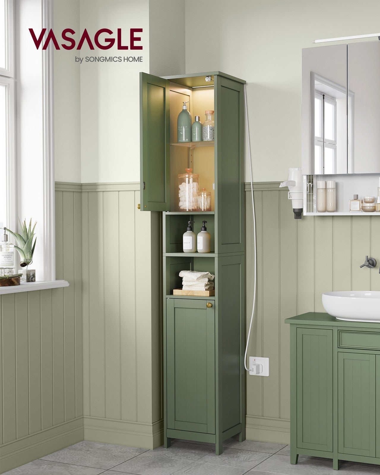 Tall Bathroom Cabinet with Lights - image 10