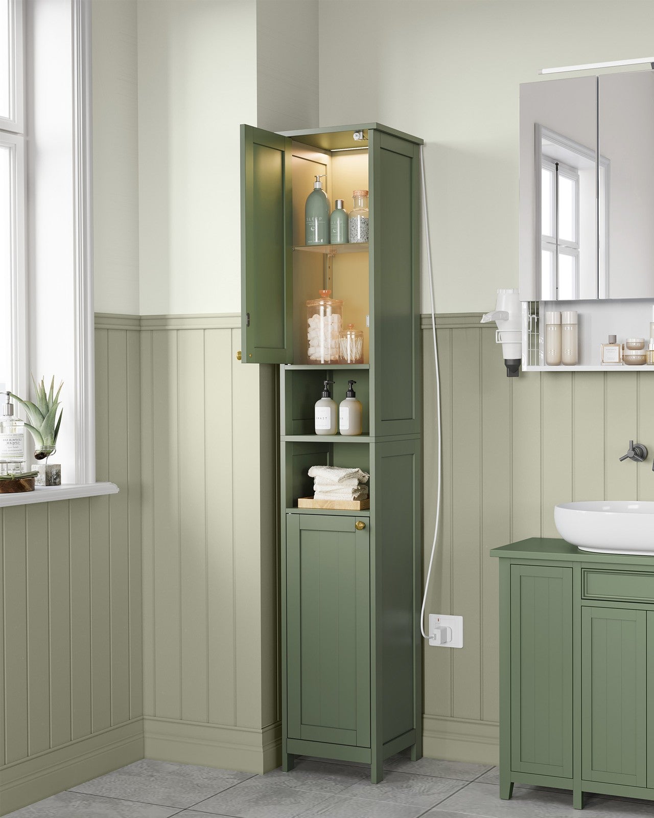 Tall Bathroom Cabinet with Lights - image 11