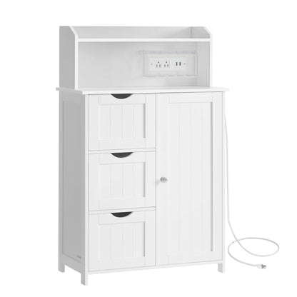 39.4-Inch Tall Storage Cabinet with Power Strip 2 Adjustable Shelves Cloud White - image 8