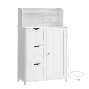 39.4-Inch Tall Storage Cabinet with Power Strip 2 Adjustable Shelves Cloud White - image 8