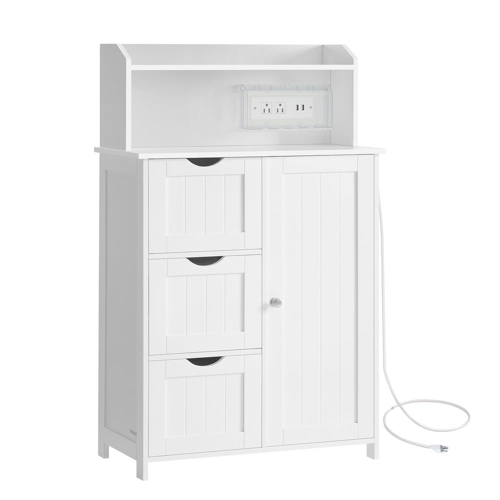 39.4-Inch Tall Storage Cabinet with Power Strip 2 Adjustable Shelves Cloud White - image 1