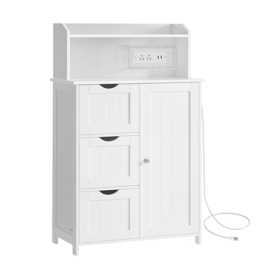 39.4-Inch Tall Storage Cabinet with Power Strip 2 Adjustable Shelves Cloud White - image 1