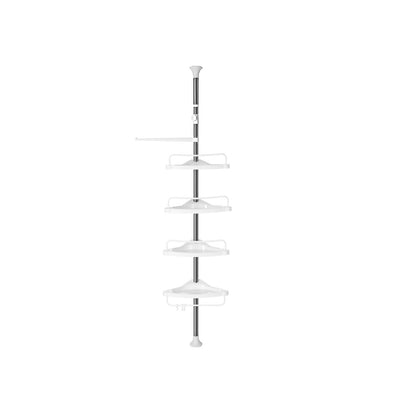 Tension Corner Shower Caddy, Rust-Proof Stainless Steel Pole, Adjustable Floor to Ceiling Bathroom Shelf