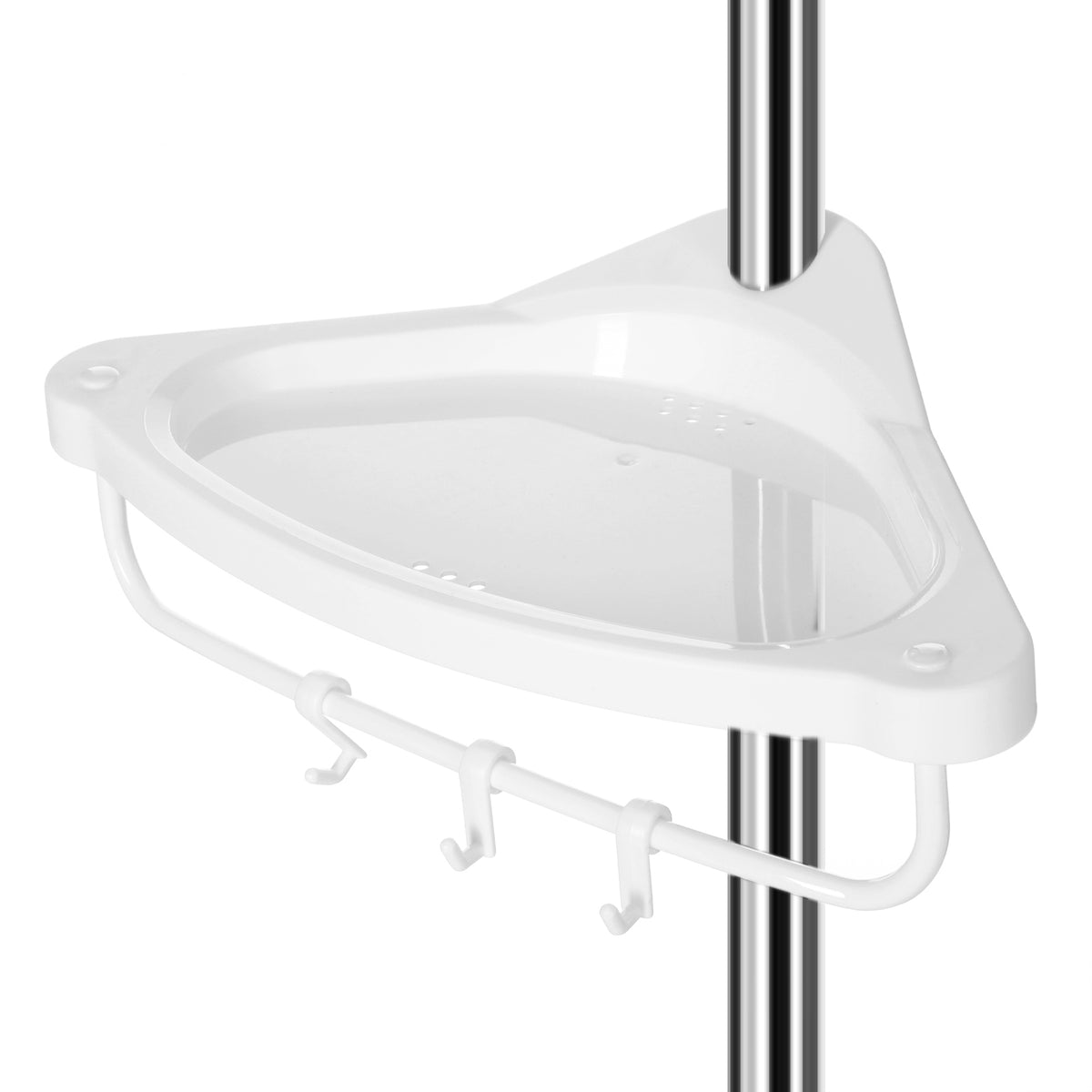 Tension Corner Shower Caddy, Rust-Proof Stainless Steel Pole, Adjustable Floor to Ceiling Bathroom Shelf