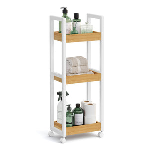 3-Tier Bamboo Rolling Cart on Wheels - image 8