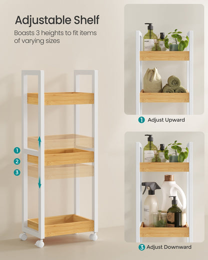 3-Tier Bamboo Rolling Cart on Wheels - image 4