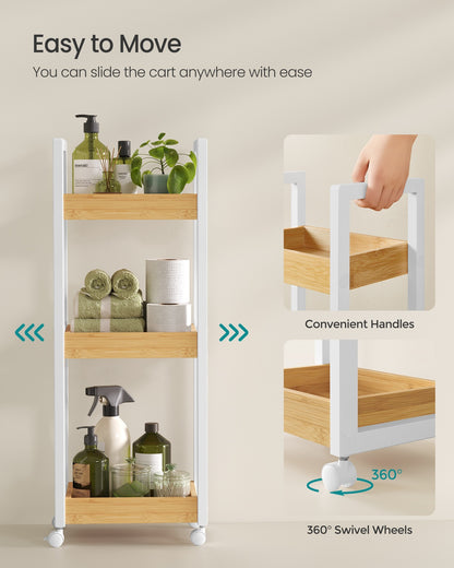 3-Tier Bamboo Rolling Cart on Wheels - image 5