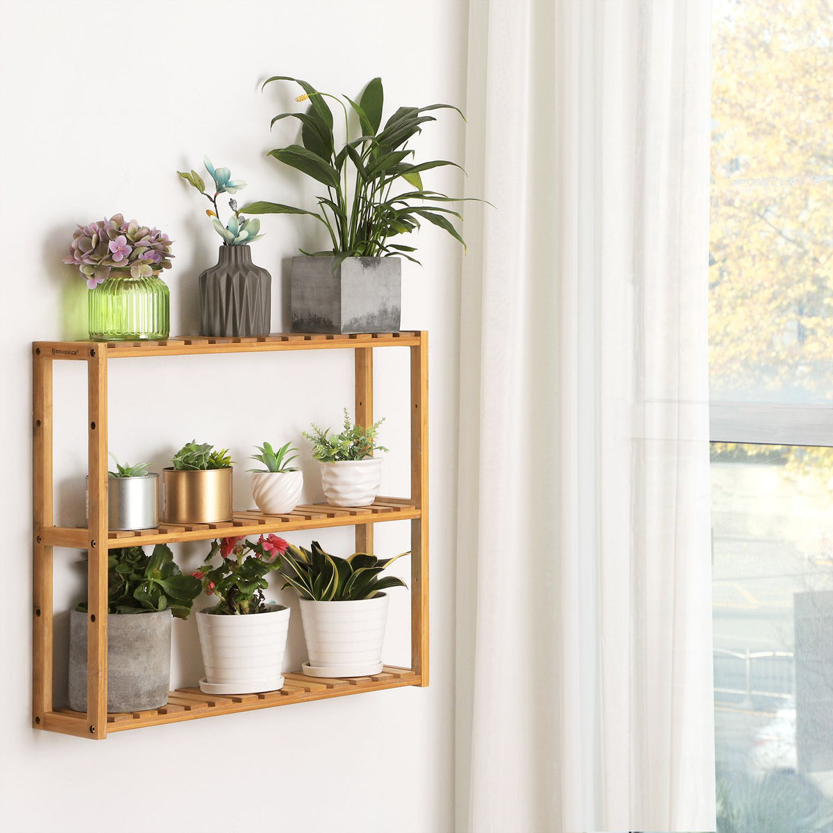 Adjustable Bamboo Rack Multifunctional Bathroom Kitchen Living Room Holder 3-Tier Utility Storage Shelf