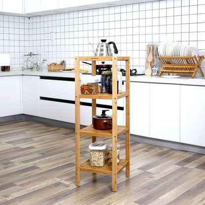 100% Bamboo Bathroom Shelf, 4-Tier Multifunctional Storage Rack, Shelving Unit 38.6" x 13" x 13"