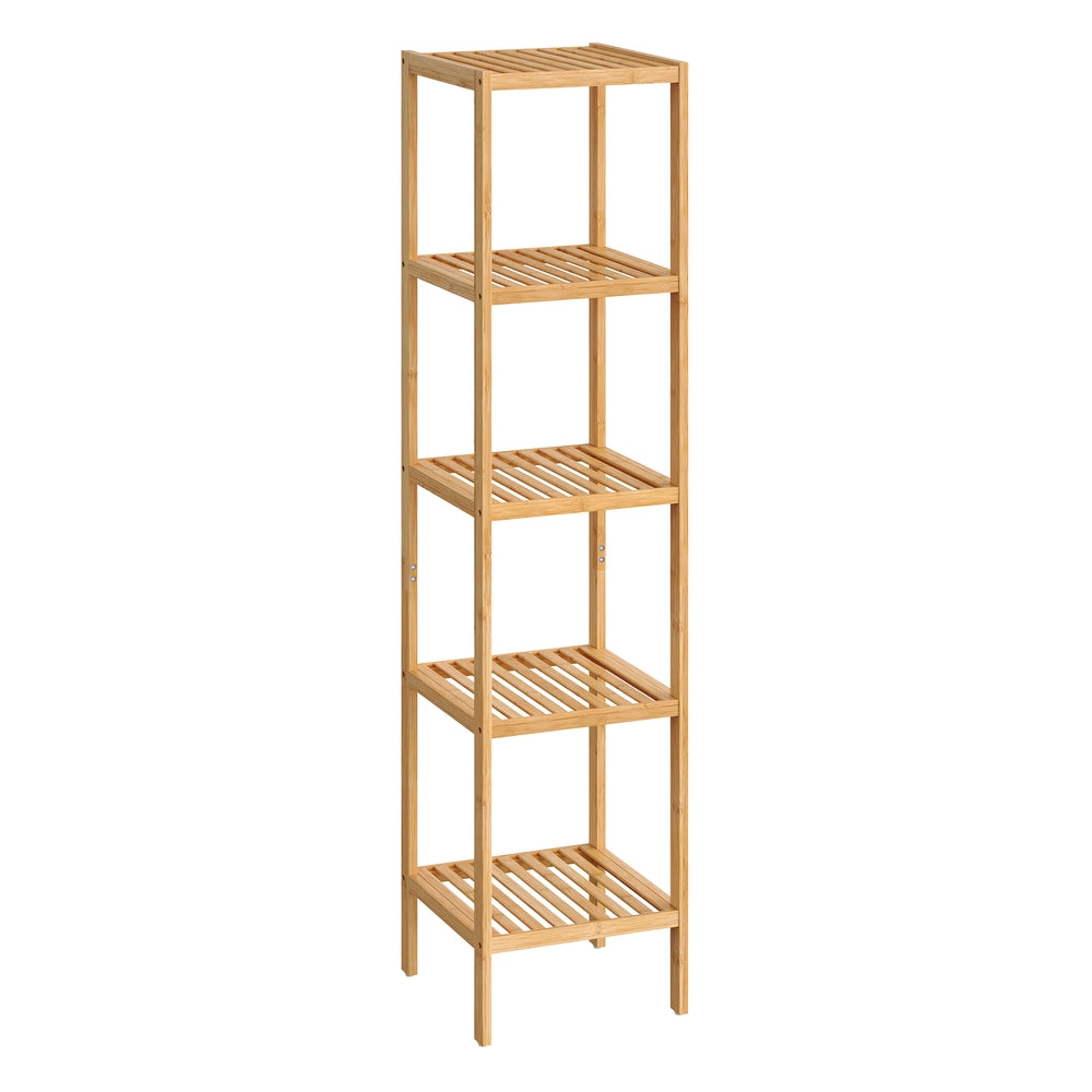 5-Tier Bamboo Bathroom Shelf, Standing Kitchen Rack, 13" x 13" x 57.5"