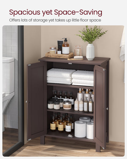 Bathroom Floor Storage Cabinet with Double Door Adjustable Shelf, 24”L x 12”W x 31.5”H White