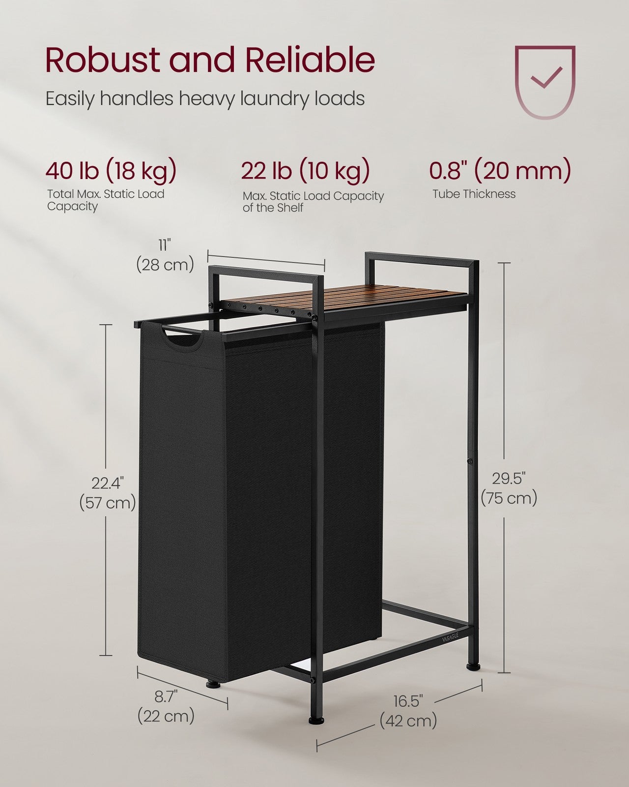 Laundry Sorter with A Pull-Out and Removable Bag, 12.7 Gallons (47 L) - image 5