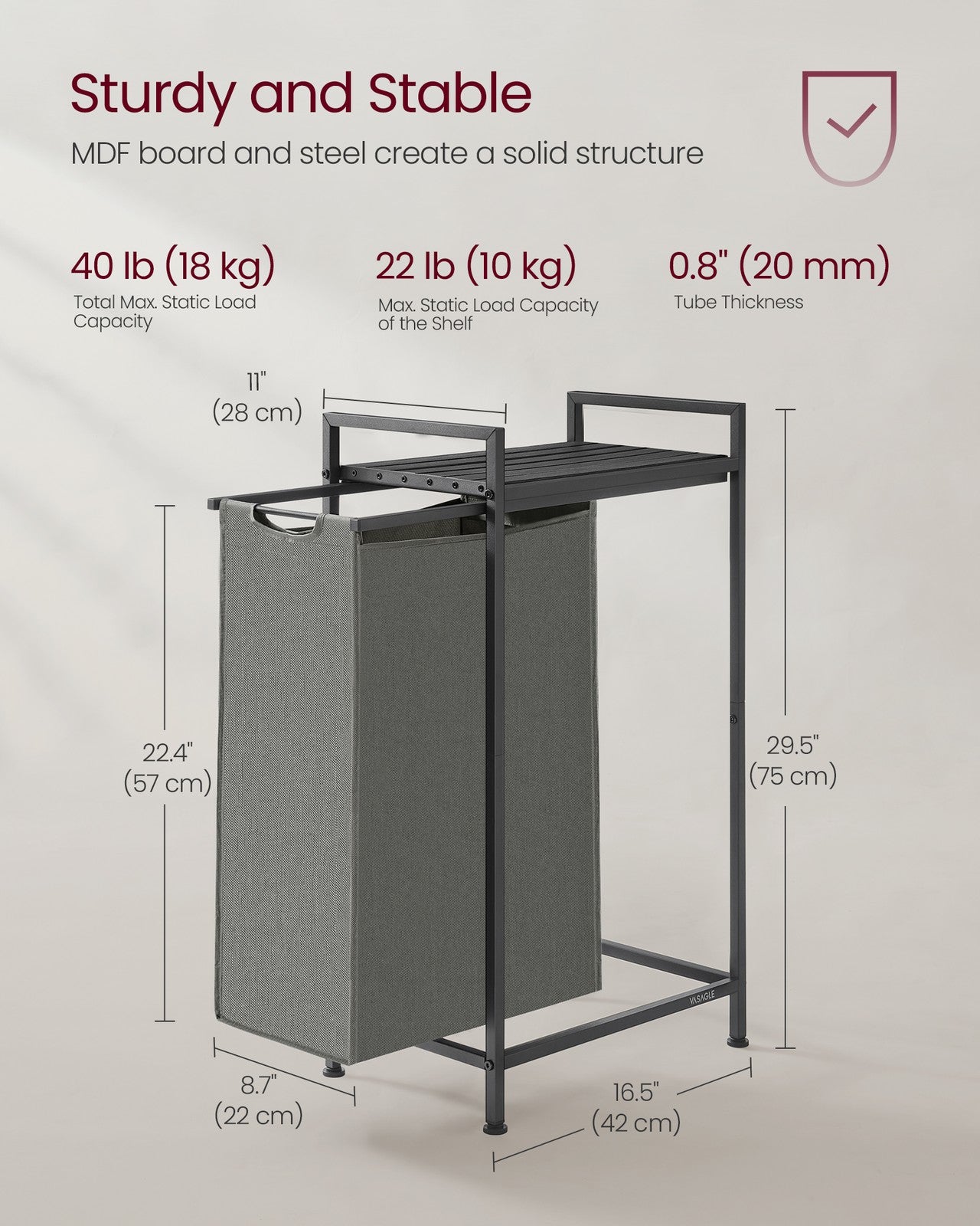 Laundry Sorter with A Pull-Out and Removable Bag, 12.7 Gallons (47 L) - image 11