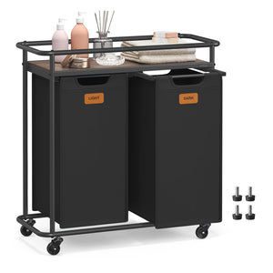 Laundry Sorter, Laundry Hamper with Wheels, 26.4 Gal. (100 L) Portable Rolling Cart Baskets with Shelf - image 5