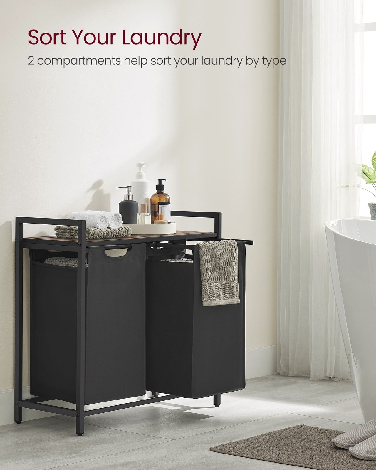 Laundry Hamper with 2 Pull-Out and Removable Bags, 2 x 12.1 Gallons (46L) - image 27