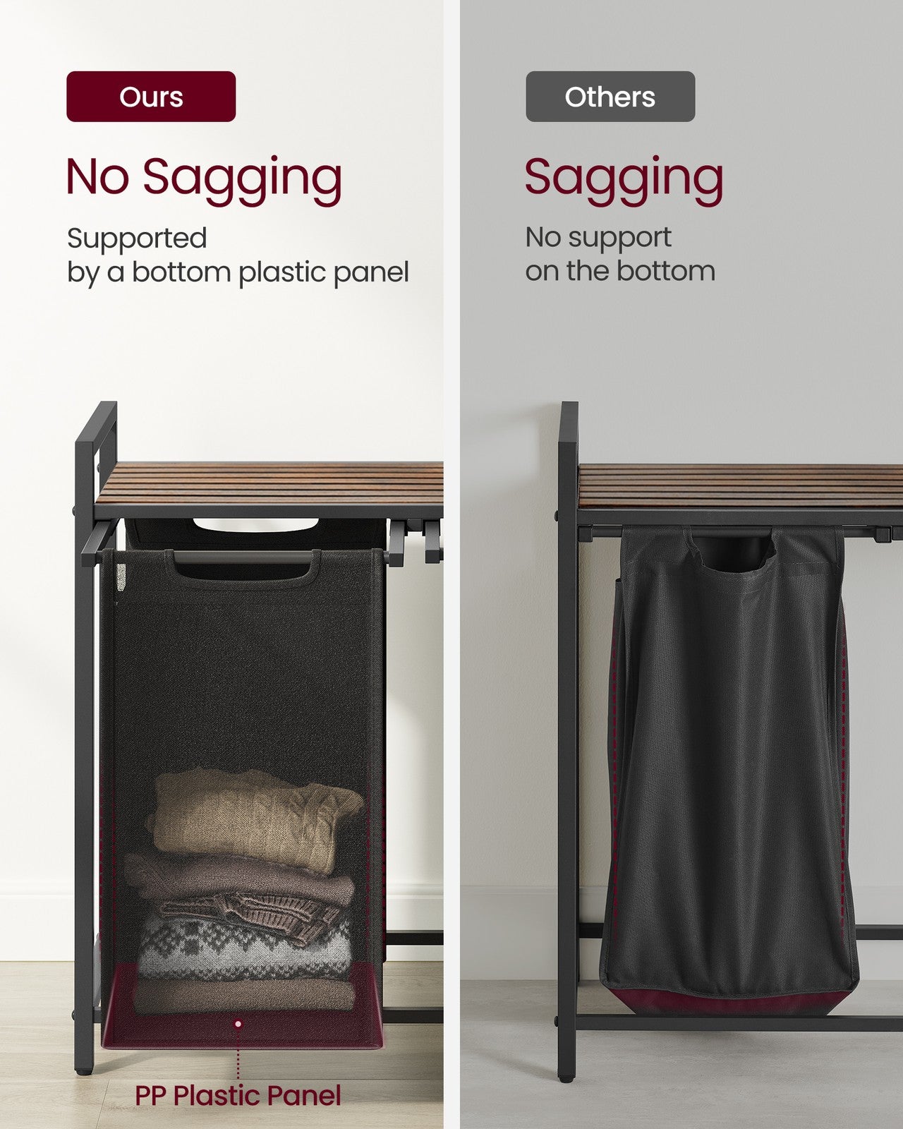Laundry Hamper with 2 Pull-Out and Removable Bags, 2 x 12.1 Gallons (46L) - image 30
