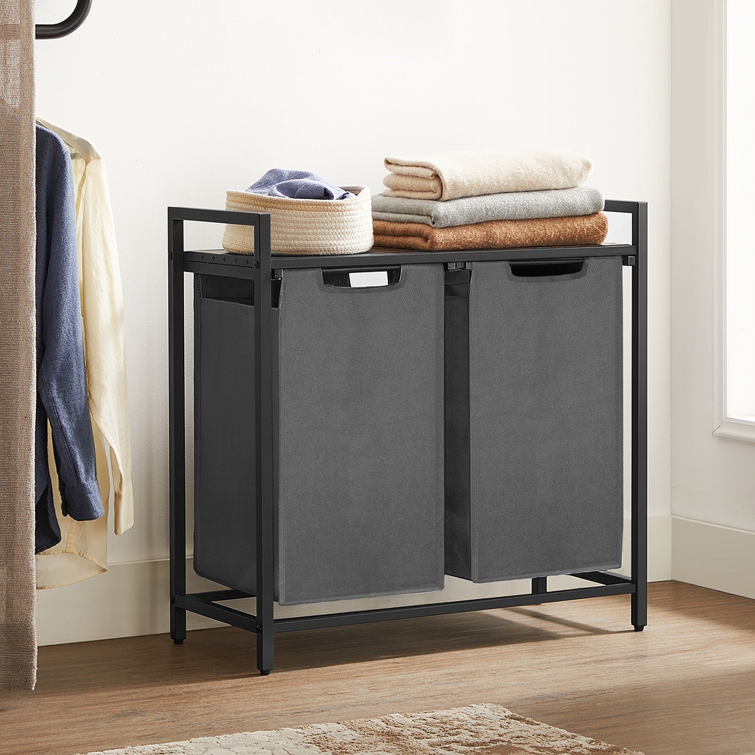 Laundry Hamper with 2 Pull-Out and Removable Bags, 2 x 12.1 Gallons (46L) - image 3