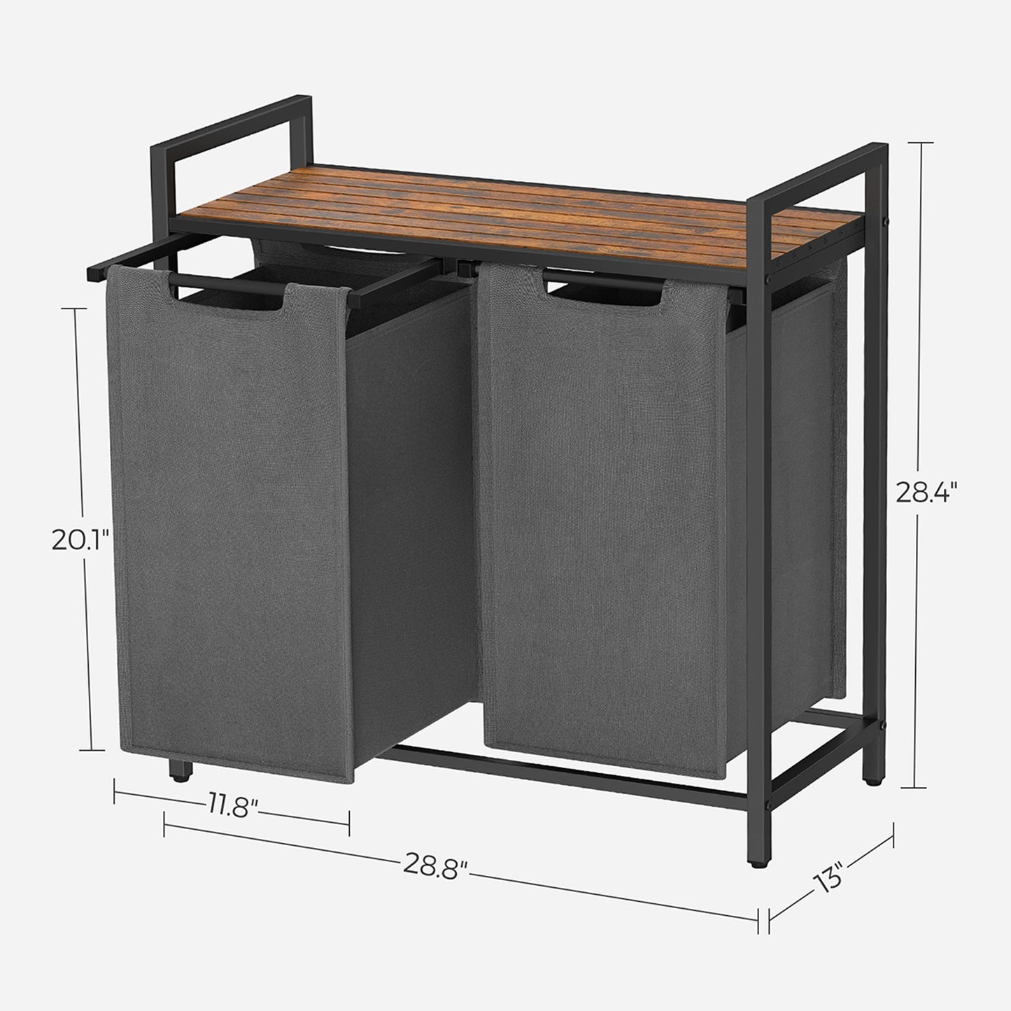 Laundry Hamper with 2 Pull-Out and Removable Bags, 2 x 12.1 Gallons (46L) - image 7