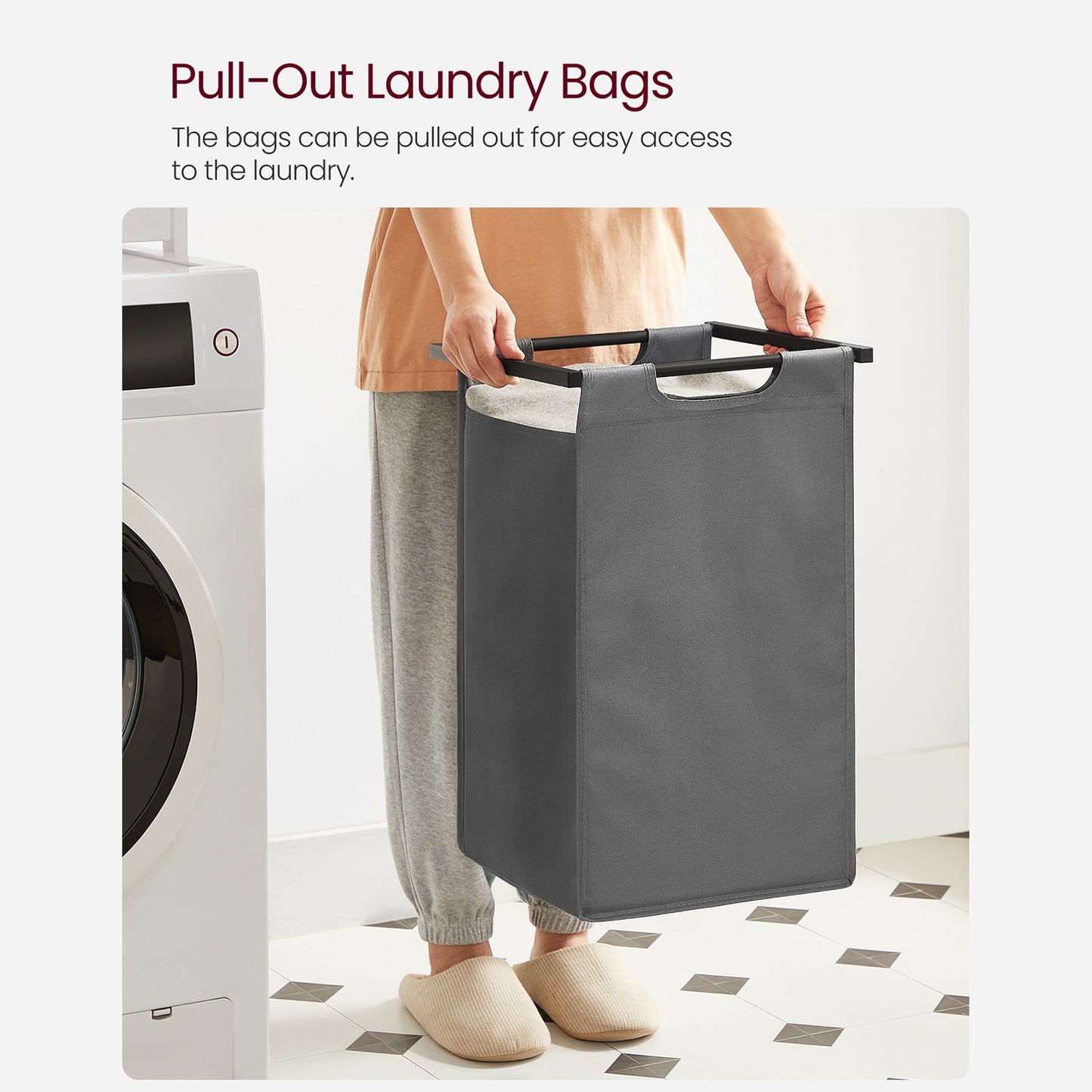 Laundry Hamper with 2 Pull-Out and Removable Bags, 2 x 12.1 Gallons (46L) - image 8