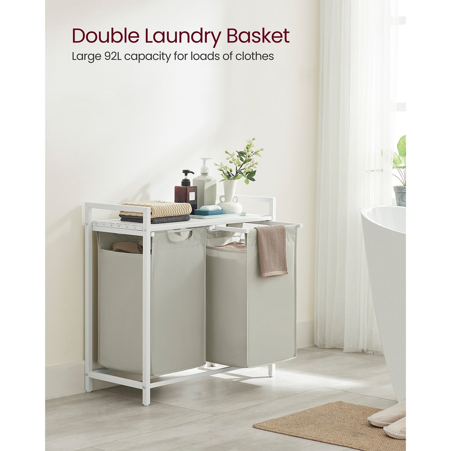 Laundry Hamper with 2 Pull-Out and Removable Bags, 2 x 12.1 Gallons (46L) - image 19