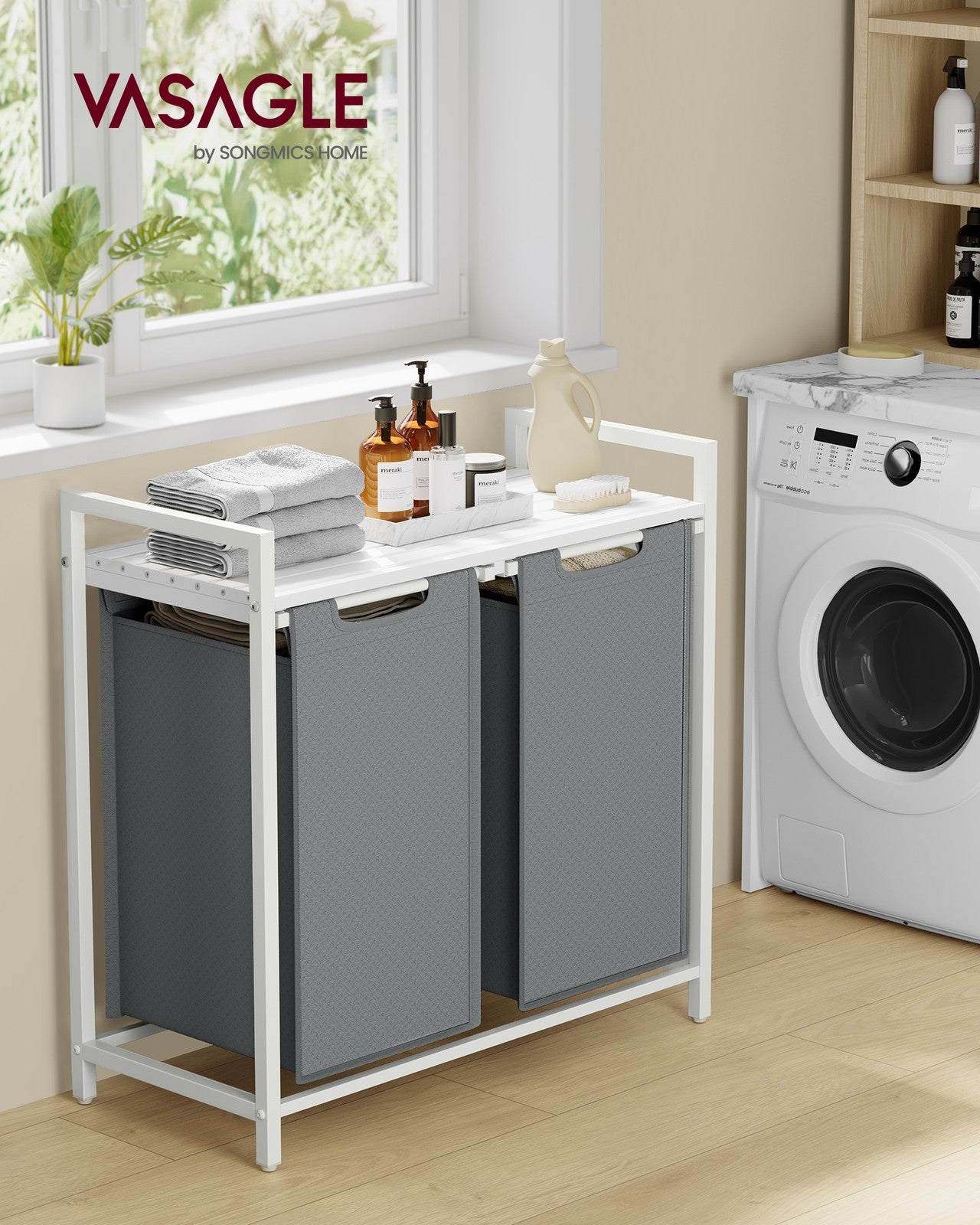 Laundry Hamper with 2 Pull-Out and Removable Bags, 2 x 12.1 Gallons (46L) - image 11